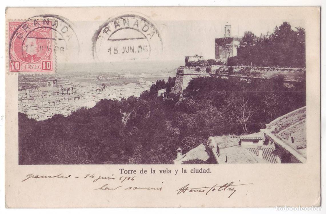 Postales: Granada: Torre de la Vela y la ciudad. No consta editor. Sin dividir. Circulada (Anterior a 1905)