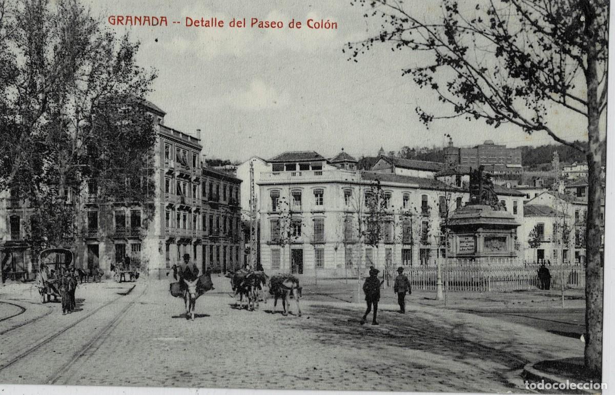 Postales: POSTAL ANTIGUA DE GRANADA. DETALLE DEL PASEO DE COLON. P-ANGRA-793