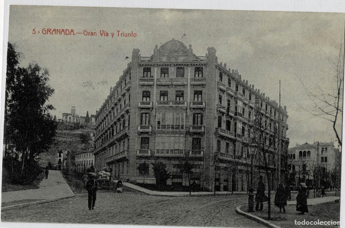 Postales: POSTAL ANTIGUA DE GRANADA. GRAN VIA Y TRIUNFO. P-ANGRA-796