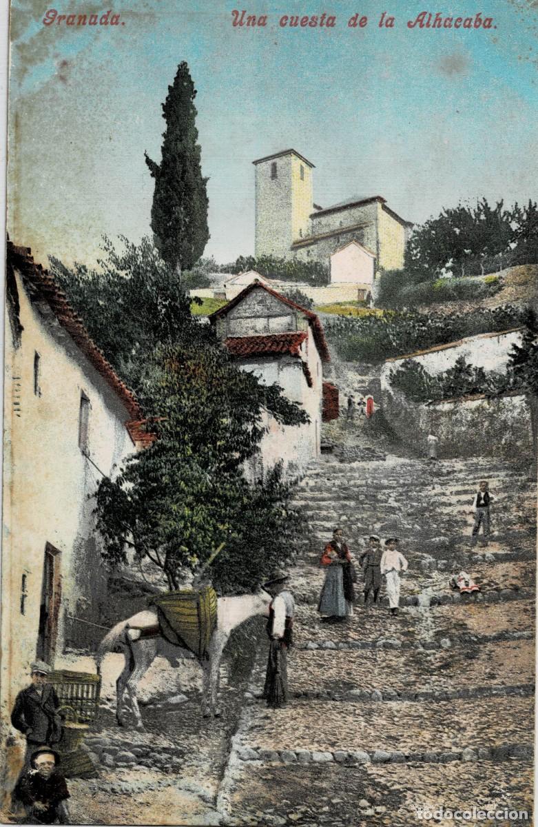 Postales: POSTAL ANTIGUA DE GRANADA. UNA CUESTA DE LA ALHACABA. P-ANGRA-802
