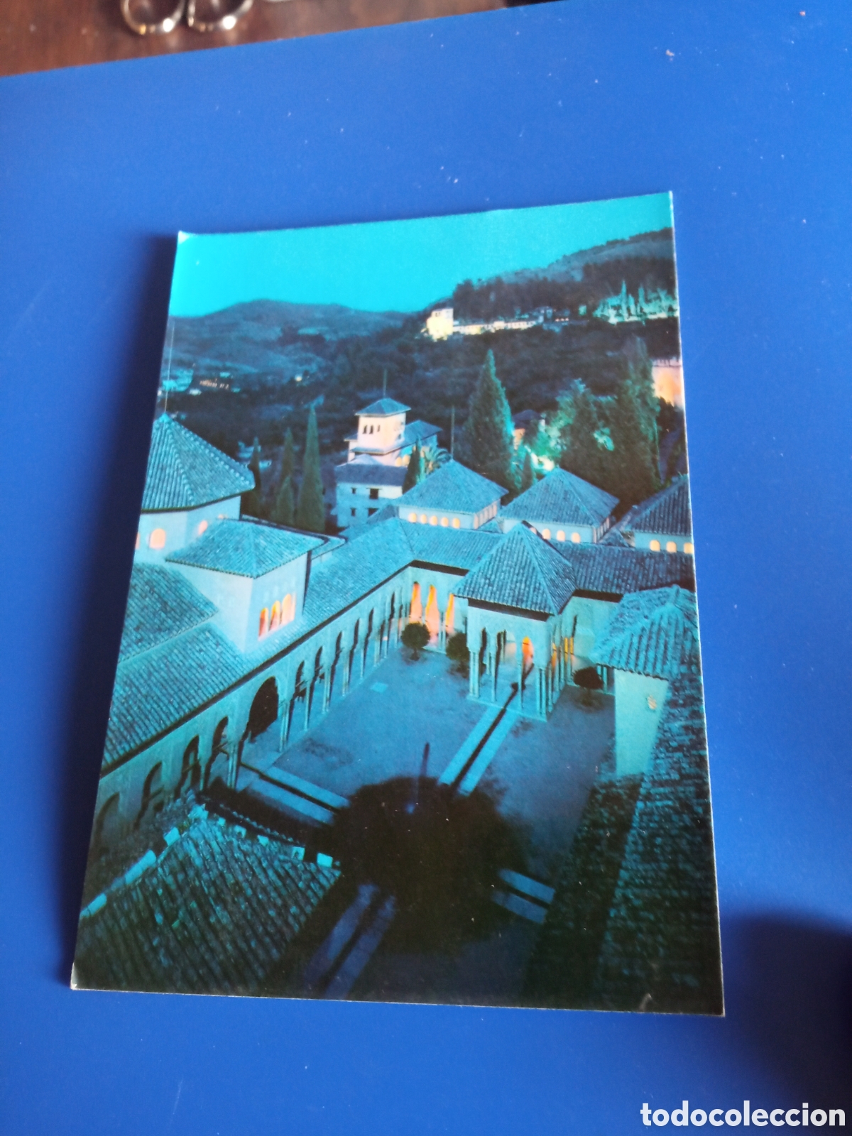 Postales: Antigua postal fotogr&aacute;fica, Granada, Patio de los Leones y Generalife