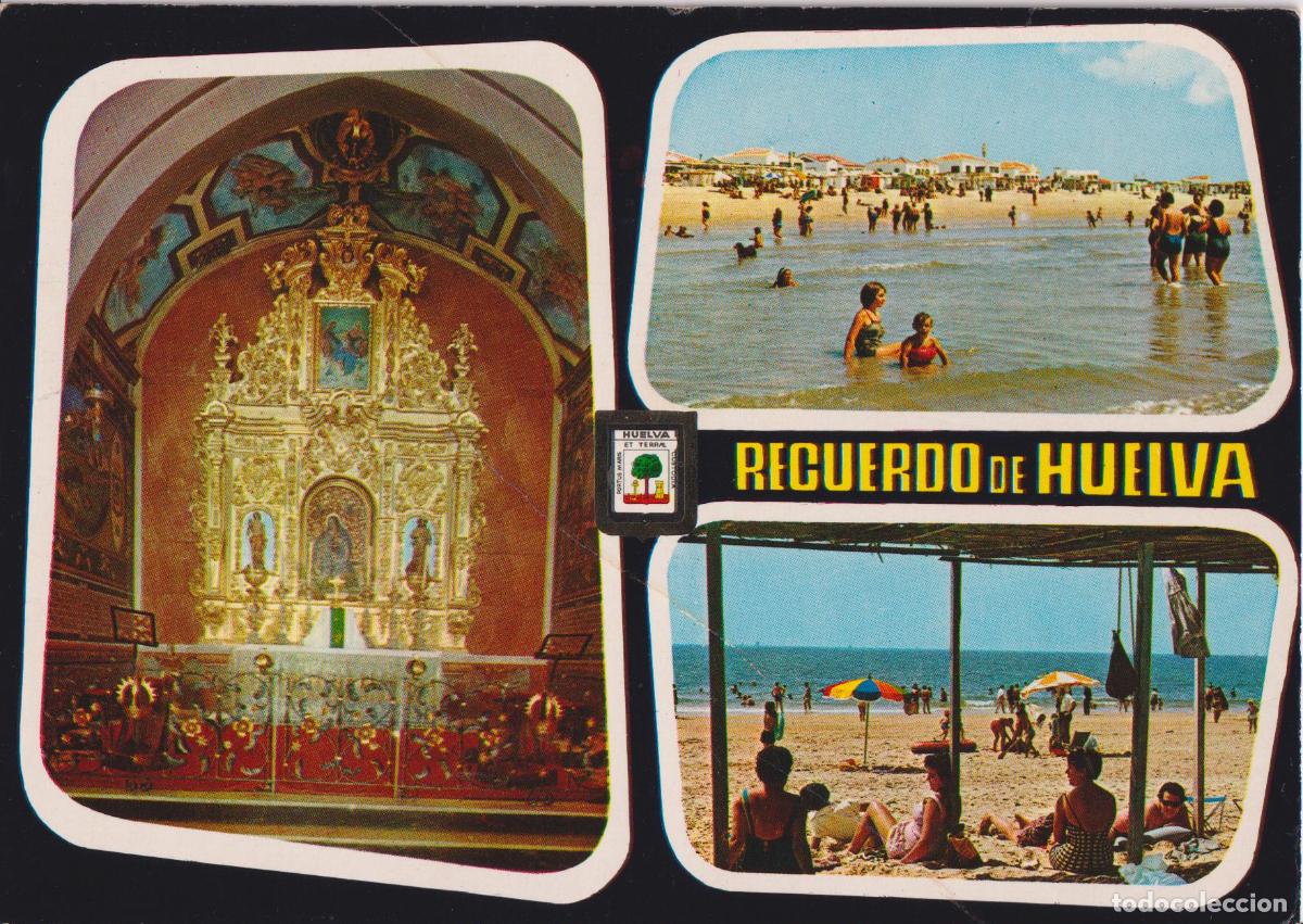 Postales: HUELVA, SANTUARIO DE LA VIRGEN DE LA CINTA, PLAYA PUNTA UMBRIA &ndash; ESCUDO DE ORO N&ordm;1339 &ndash; ESCRITA 1967