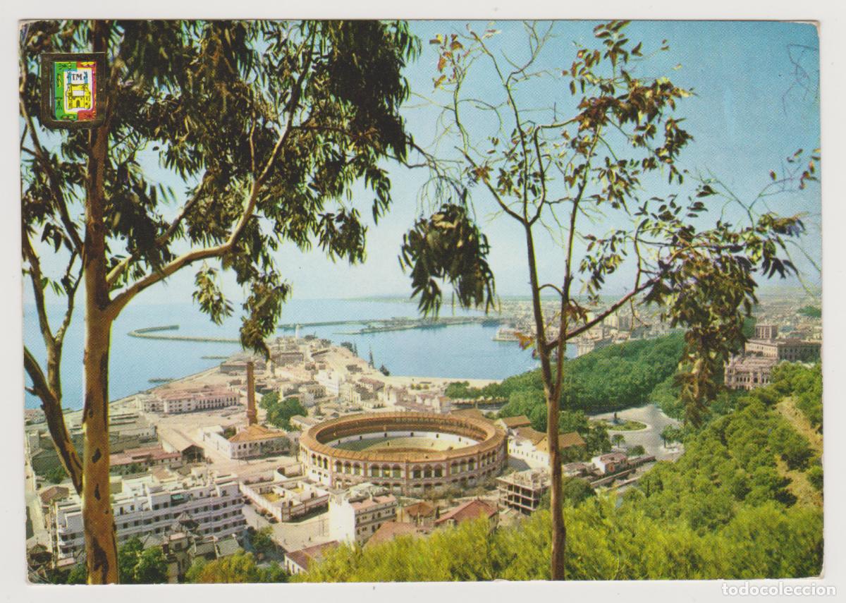 Postales: TARJETA POSTAL - MALAGA - PLAZA DE TOROS Y PUERTO - N&ordm; 17 - EDICIONES FISA