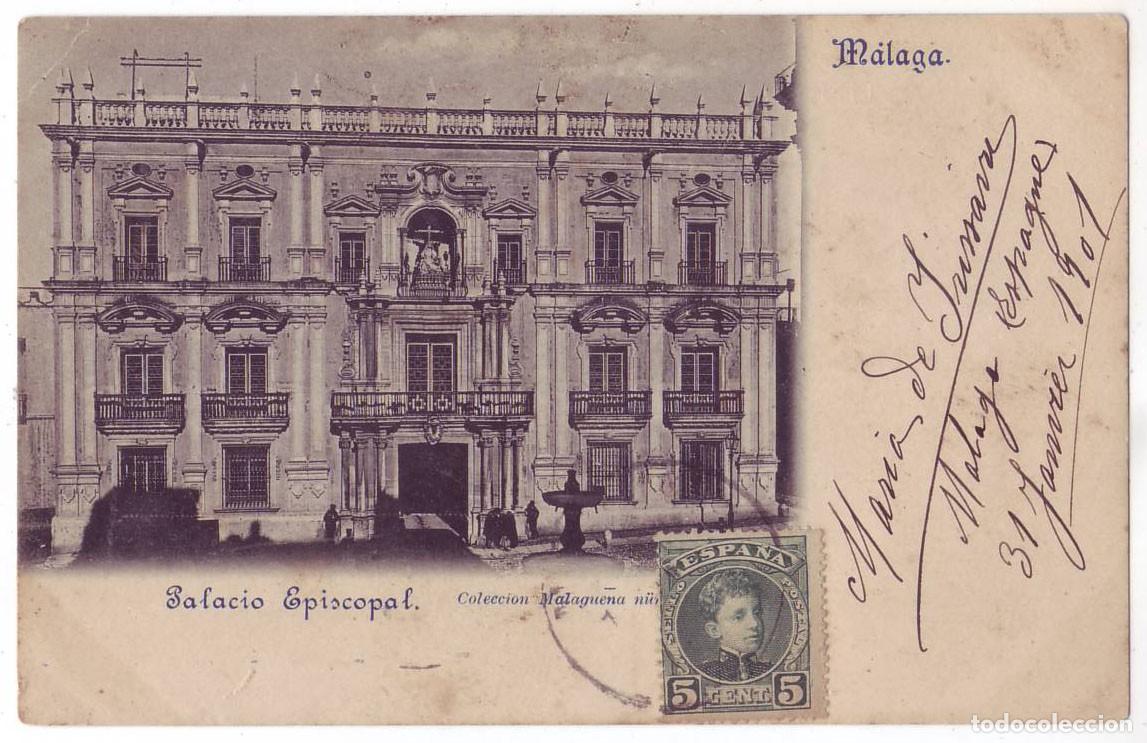 Postales: M&aacute;laga: Palacio Episcopal. Colecci&oacute;n Malague&ntilde;a. Sin dividir. Circulada (Anterior a 1905)
