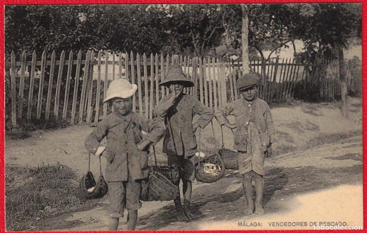 Postales: Malaga - Vendedores de pescado - Hauser y Menet
