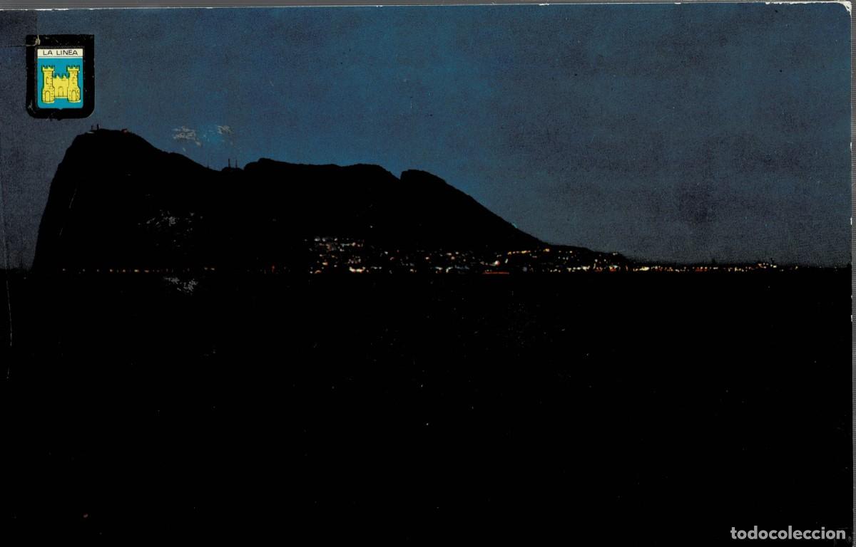 Postales: POSTAL MODERNA DE GIBRALTAR. EL PE&Ntilde;ON VISTA NOCTURA DESDE LA LINEA. P-GIBR-278