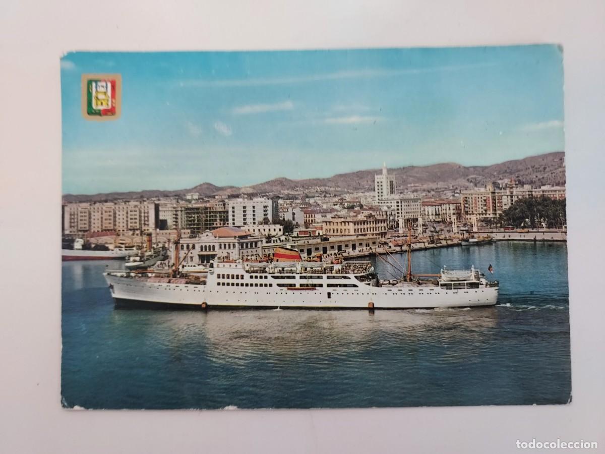 Postales: POSTAL MALAGA VISTA PARCIAL DEL PUERTO. SIN CIRCULAR. BARCO DE VIAJEROS