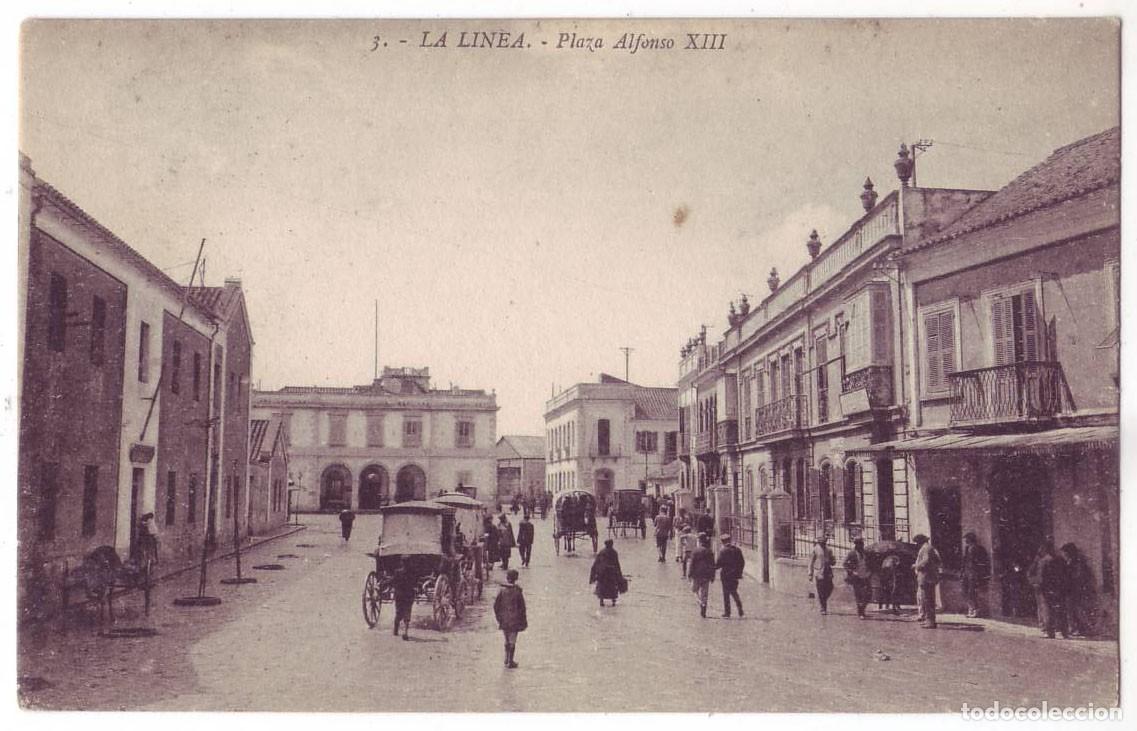 Postales: La L&iacute;nea de la Concepci&oacute;n (C&aacute;diz): Plaza Alfonso XIII. Edit. Joaquina P&eacute;rez. No circulada (A&ntilde;os 10)