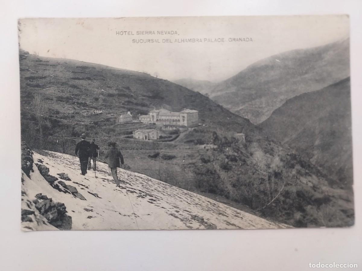 Postales: POSTAL GRANADA HOTEL SIERRA NEVADA SUCURSAL DEL ALHAMBRA PALACE. ANIMADA HAUSER Y MENET SIN CIRCULAR