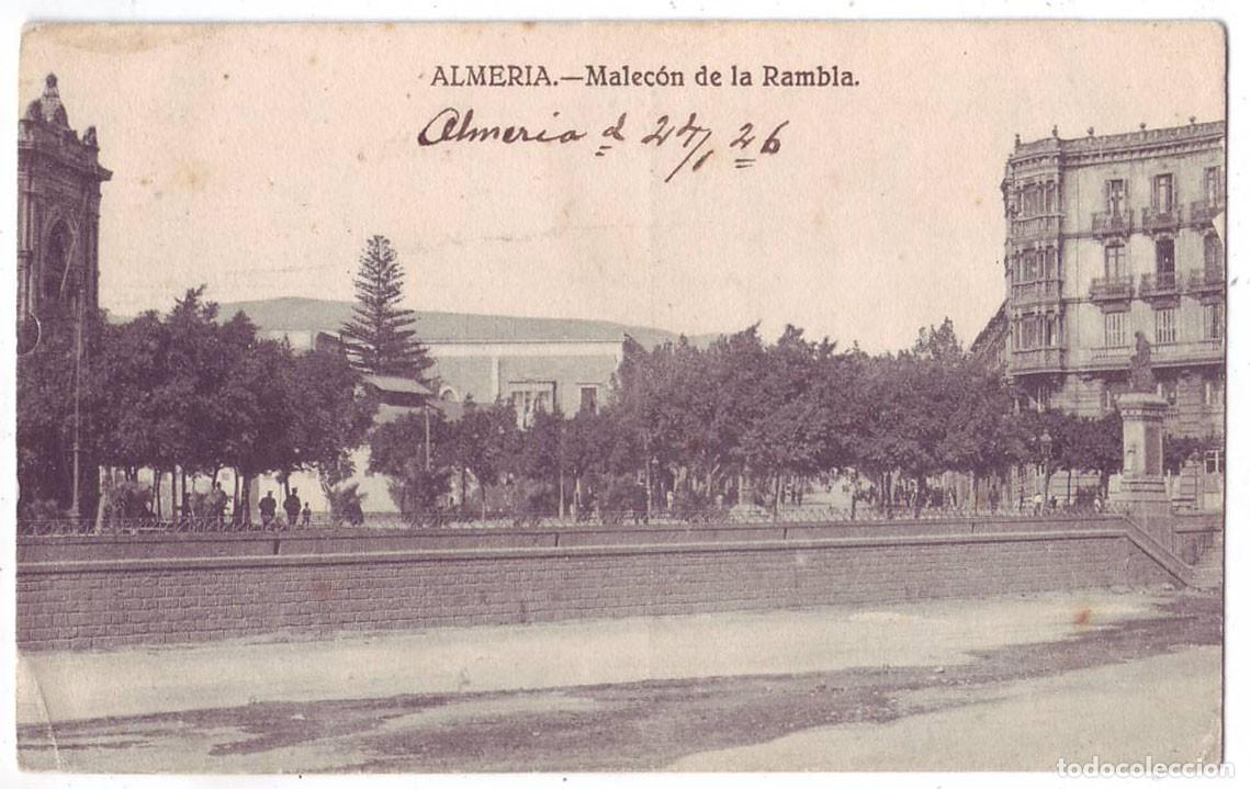 Postkarten: Almer&iacute;a: Malec&oacute;n de la Rambla. Ed. V&aacute;zquez. Circulada (A&ntilde;os 20)