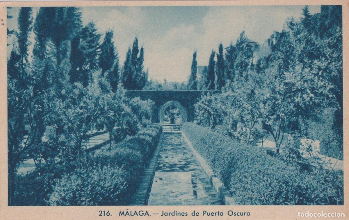 Postales: MALAGA, JARDINES DE PUERTA OSCURA &ndash; L.ROISIN FOT. 216 &ndash; S/C