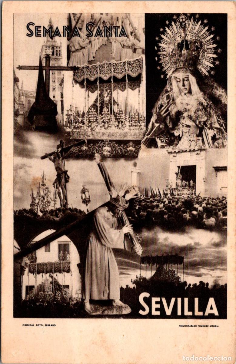 Postales: Sevilla - Semana Santa - Foto Serrano - Fournier - 141x91mm - Nazarenos -Macarena -Cristo Gran Poder