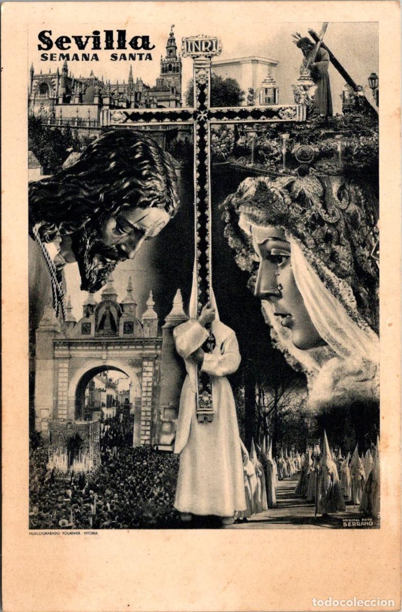 Postales: Sevilla - Semana Santa - Foto Serrano - Fournier - 140x91mm - Nazarenos -Macarena -Cristo Gran Poder