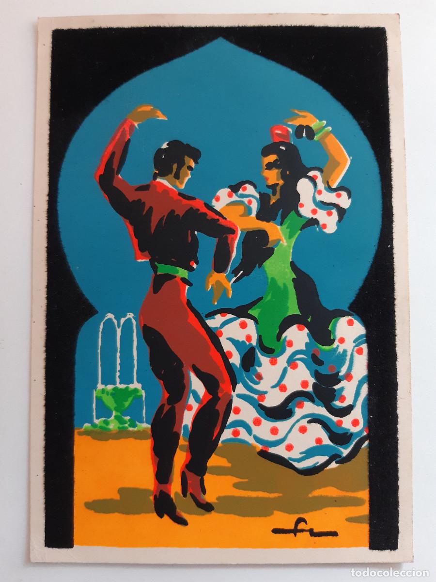 Postales: POSTAL BAILE FLAMENCO ADORNO TERCIOPELO MARTIR ARXER NUMERO 120 SERIGRAFIA BARCELONA