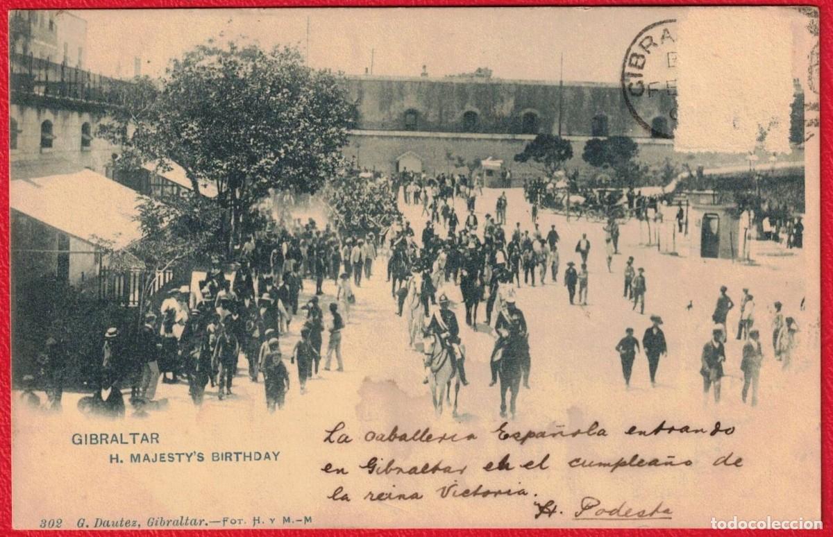 Postales: Gibraltar - Algeciras - Caballeria espa&ntilde;ola entrando en Gibraltar en el cumplea&ntilde;os Reina Victoria