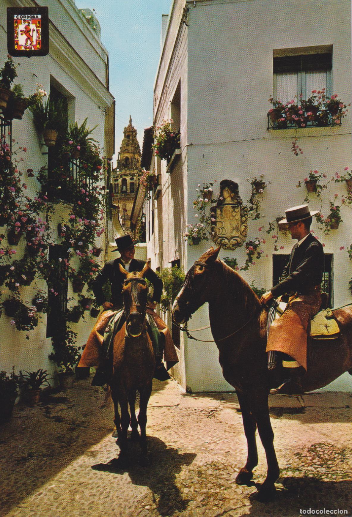 Postales: CORDOBA, CABALLISTAS VISITANDO LA CALLEJA DE LAS FLORES - ESCUDO DE ORO N&ordm;768 - S/C