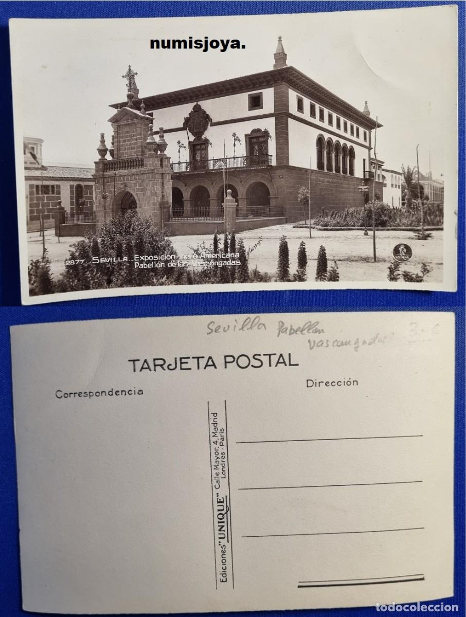 Postales: Postal de Sevilla Espa&ntilde;a a&ntilde;o 1929. Exposici&oacute;n Ibero Americana. Pabell&oacute;n de Vascongadas. Ed. UNIQUE.