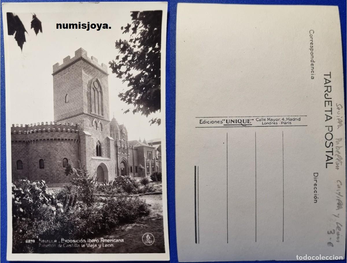 Postales: Postal de Sevilla Espa&ntilde;a a&ntilde;o 1929. Exposici&oacute;n Ibero Americana. Pabell&oacute;n Castilla la vieja y Le&oacute;n.