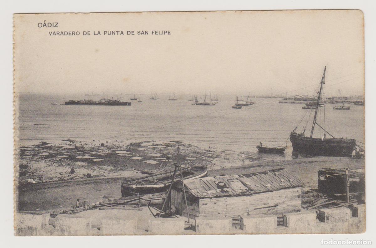 Postales: TARJETA POSTAL - CADIZ - VARADERO DELA PUNTA DE SAN FELIPE - FOTOTIPIA DE HAUSER Y MENET