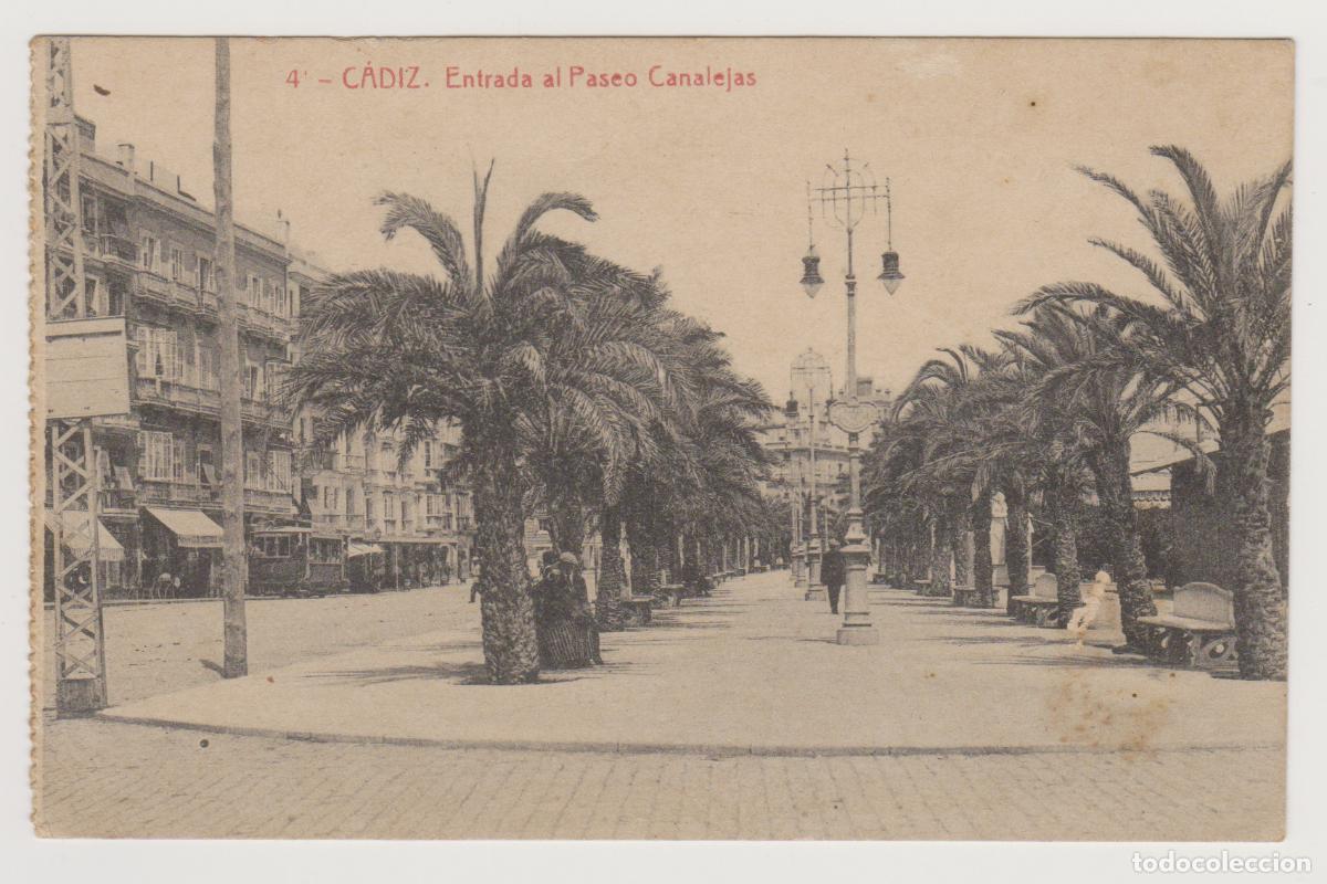 Postales: TARJETA POSTAL - CADIZ - ENTRADA AL PASEO CANALEJAS - N&ordm; 4 - FOTOTIPIA THOMAS
