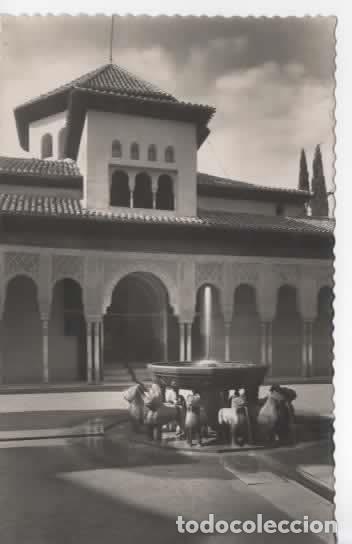Postales: GRANADA ESCRITA ALHAMBRA PATIO DE LOS LEONES