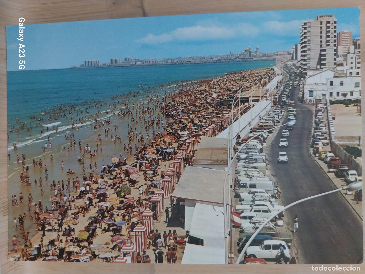 Postales: CADIZ playa de la VICTORIA ED GARRABELLA 109 SC ORIGINAL * COCHES CLASICOS EDIFICIOS ANIMADA