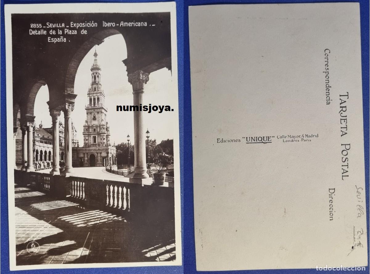 Postales: Lote de 2 Postales de Sevilla Espa&ntilde;a a&ntilde;o 1929. Exposici&oacute;n Ibero Americana. Plaza de Espa&ntilde;a.