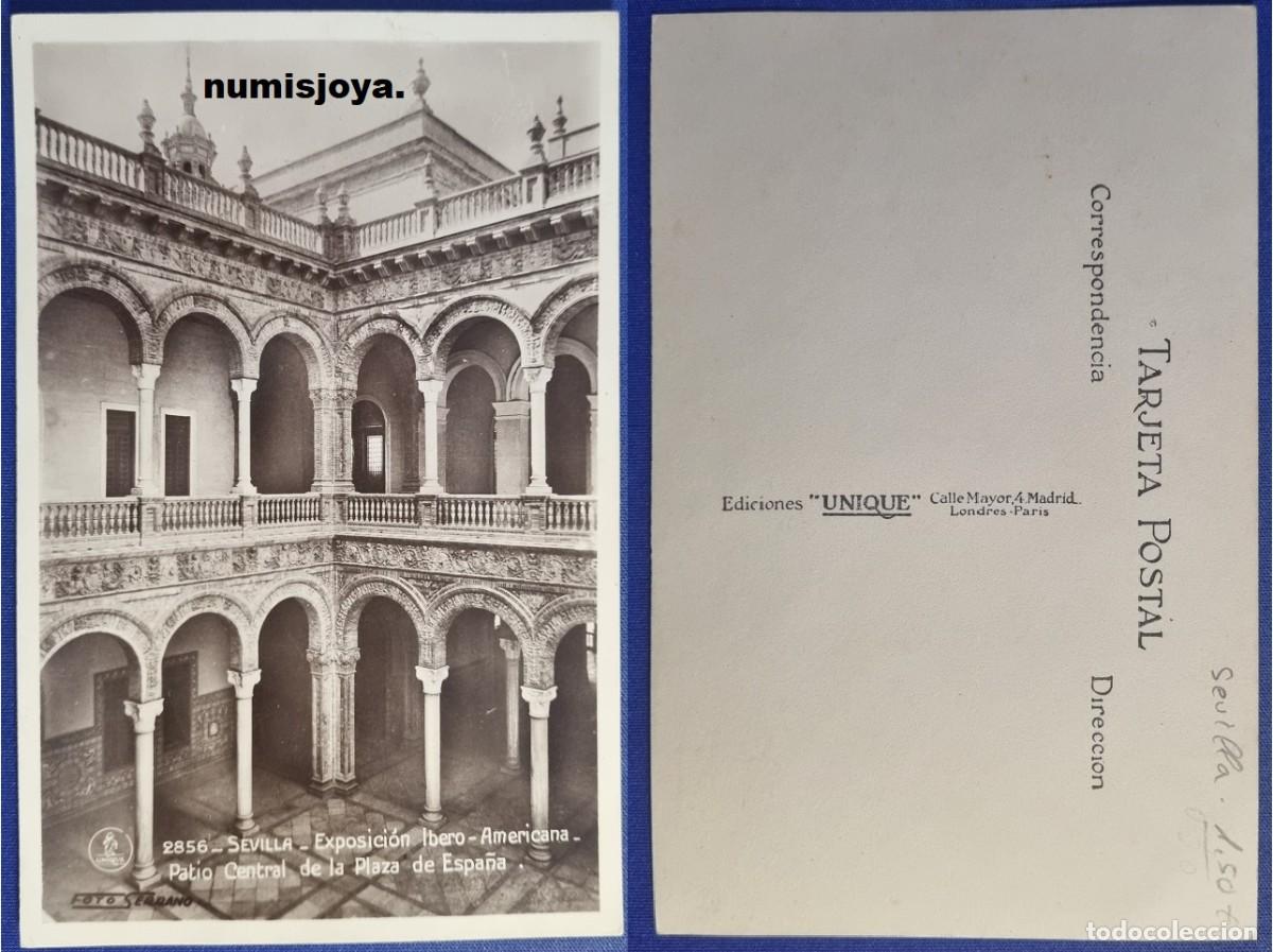 Postales: Lote de 2 Postales de Sevilla Espa&ntilde;a a&ntilde;o 1929. Exposici&oacute;n Ibero Americana. Plaza Espa&ntilde;a Arte Antiguo