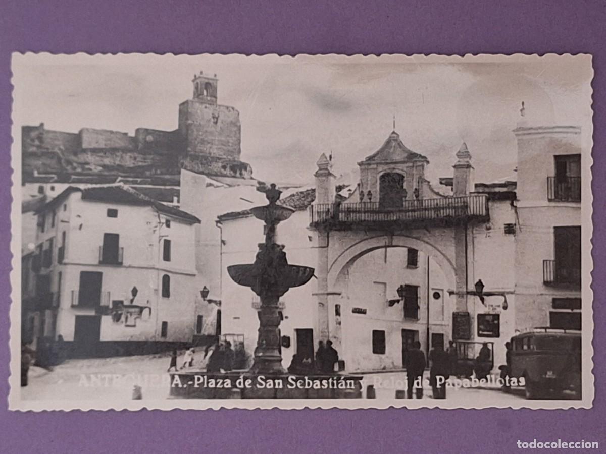 Postales: FOTOGRAFIA TAMA&Ntilde;O POSTAL PLAZA SAN SEBASTIAN RELOJ DE PAPABELLOTAS ANTEQUERA MALAGA T 518