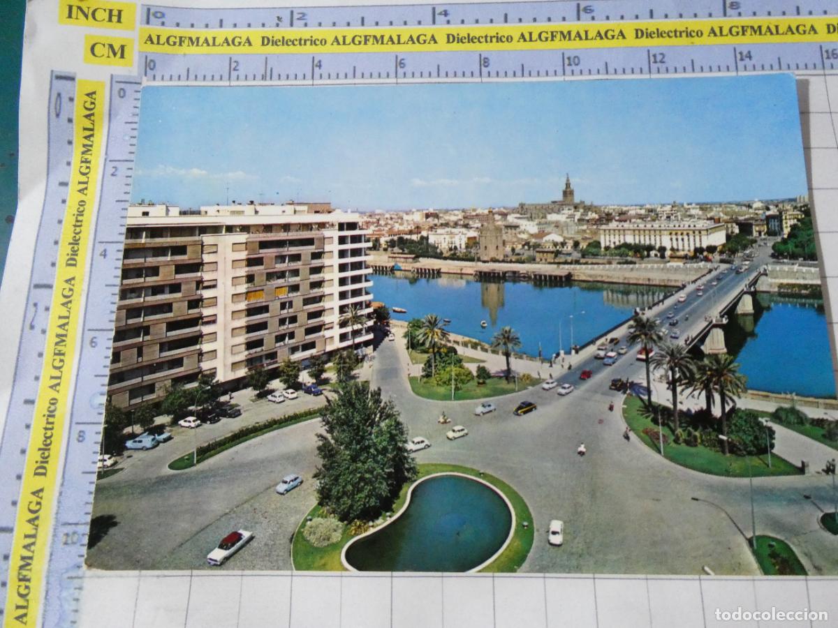 Postales: POSTAL DE SEVILLA. A&Ntilde;O 1966. R&Iacute;O GUADALQUIVIR PUENTE SAN TELMO Y PLAZA DE CUBA 534 SUBIRATS. 3103