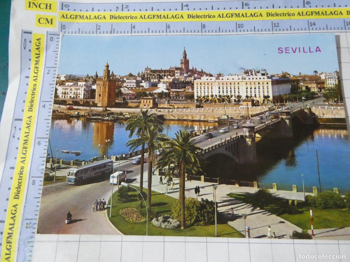 Postales: POSTAL DE SEVILLA. A&Ntilde;O 1963. R&Iacute;O GUADALQUIVIR PUENTE SAN TELMO AUTOBUS PHILIPS 2028 ARRIBAS. 3105