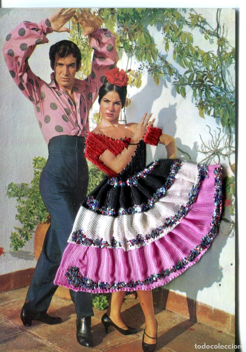 Postales: POSTAL BORDADA PAREJA BAILADORES EDITADA POR EDICIONES FOTO ANTONIO