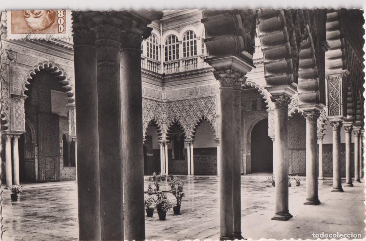 Postales: SEVILLA, REALES ALC&Aacute;ZARES, PATIO DE LAS DONCELLAS - HELIOTIPIA ART&Iacute;STICA ESPA&Ntilde;OLA 155 - CIRCULADA