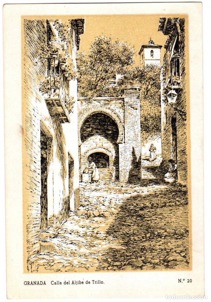 Postkarten: BONITA POSTAL - GRANADA - CALLE DEL ALJIBE DE TRILLO- EDICIONES MANUALES ESPA&Ntilde;OLAS