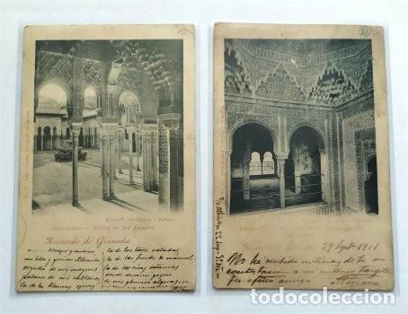Postales: Dos postales (Alhambra de Granada) escritas por el padre del poeta Miguel Pizarro Zambrano en 1901
