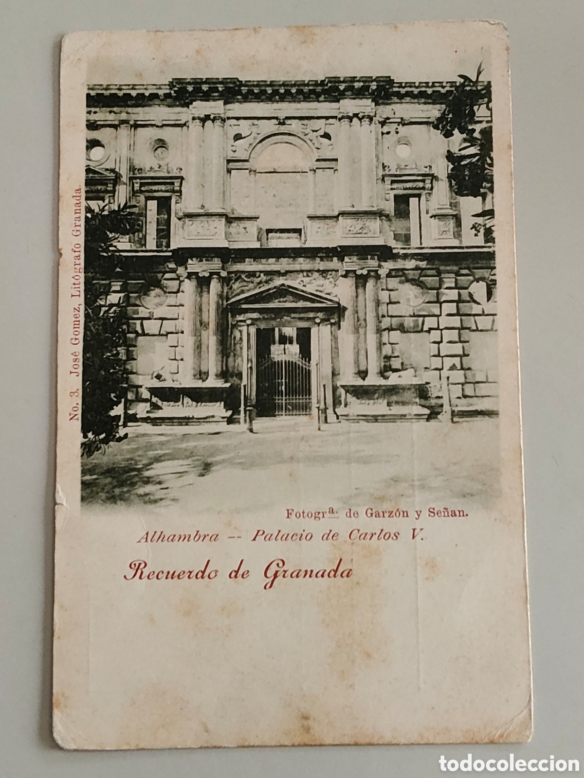 Postales: Tarjeta Postal Granada Alhambra Palacio Carlos V Edita Jos&eacute; G&oacute;mez Lit&oacute;grafo