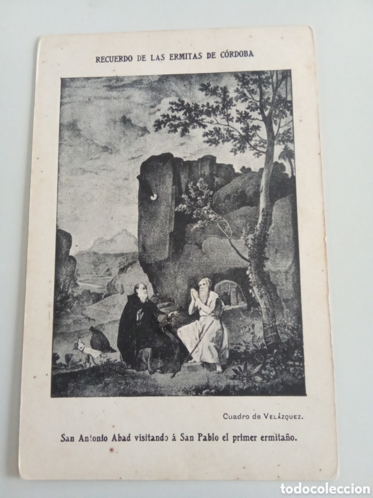 Postales: Tarjeta postal C&oacute;rdoba Recuerdo de las ermitas S Antoni Abad visitando a San Pablo cuadro Vel&aacute;zquez
