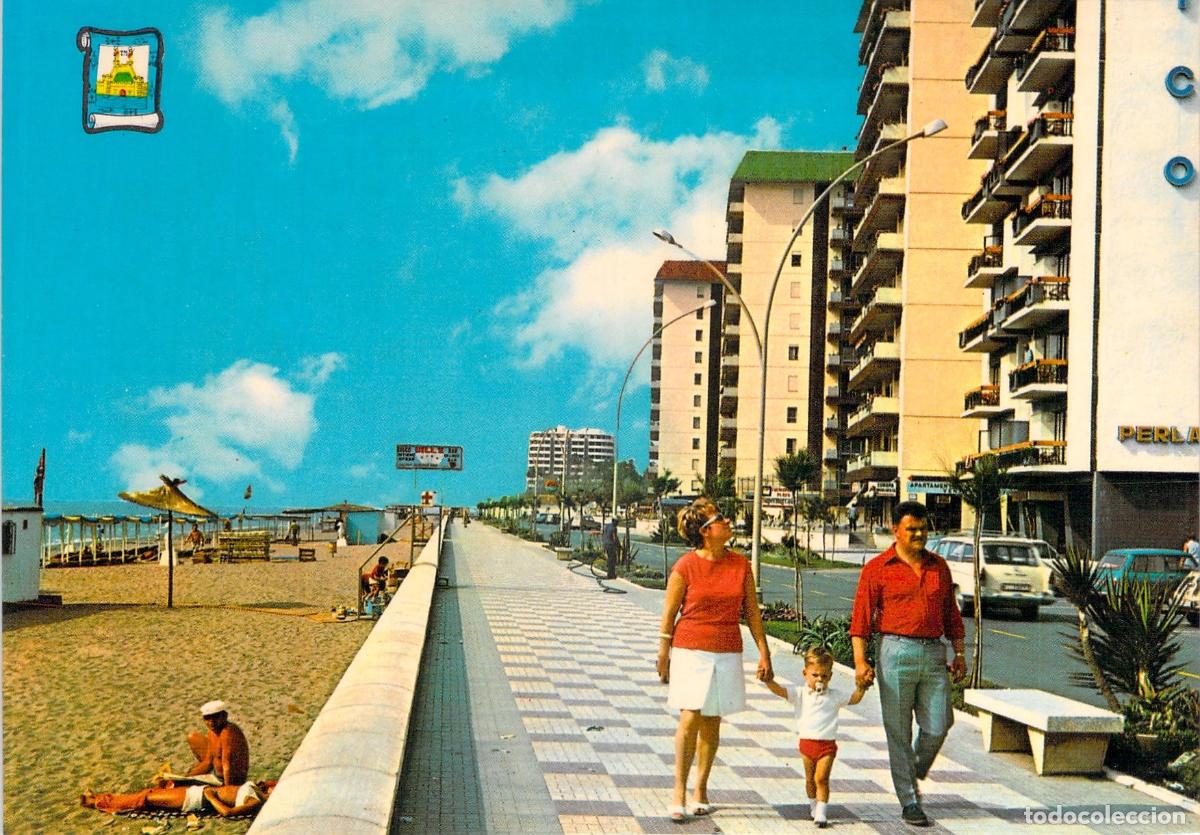 Postales: Postal de Fuengirola, Paseo Mar&iacute;timo en M&aacute;laga, Costa del Sol