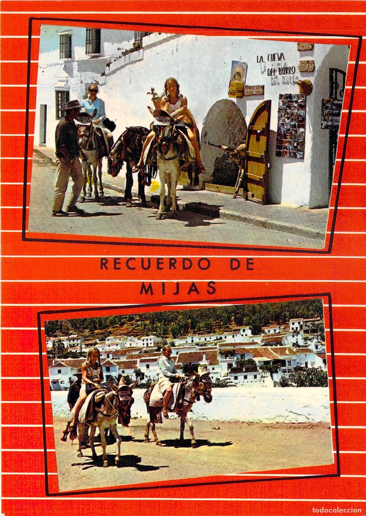 Postales: Postal de Mijas con Burro-Taxi y Vistas del Pueblo