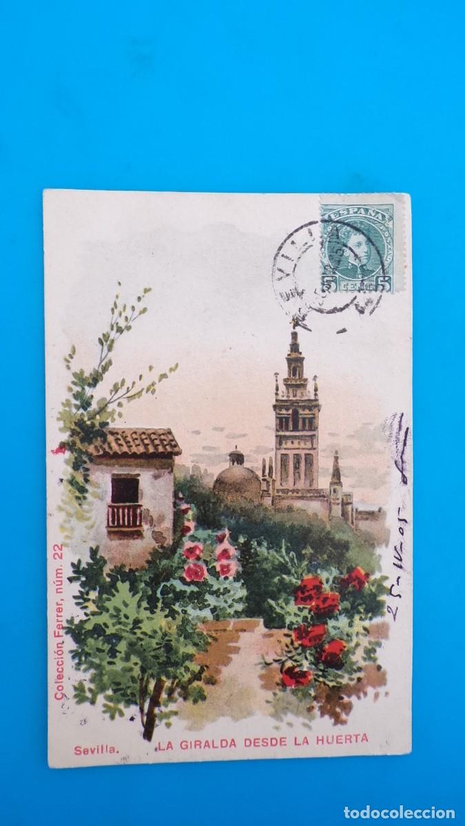 Postales: Postal antigua de Sevilla: La Giralda desde Horta - 1905