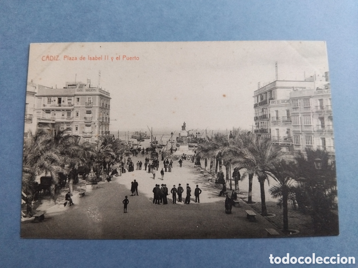Postales: Postal C&aacute;diz. Plaza de Isabel ll y el puerto