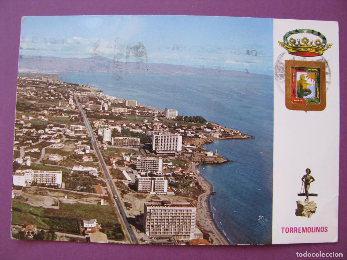 Postales: POSTAL DE TORREMOLINOS. VISTA PARCIAL AEREA. ESCUDO DE ORO DE LUXE. CIRCULADA 1969