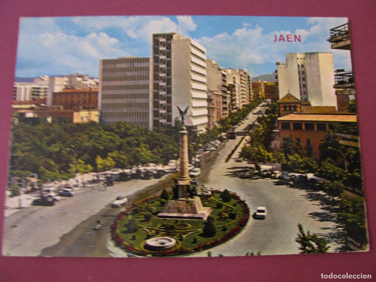 Postales: POSTAL DE JAEN. MONUMENTO A LAS BATALLAS Y AVENIDA DEL GENERALISIMO. ARRIBAS. ESCRITA