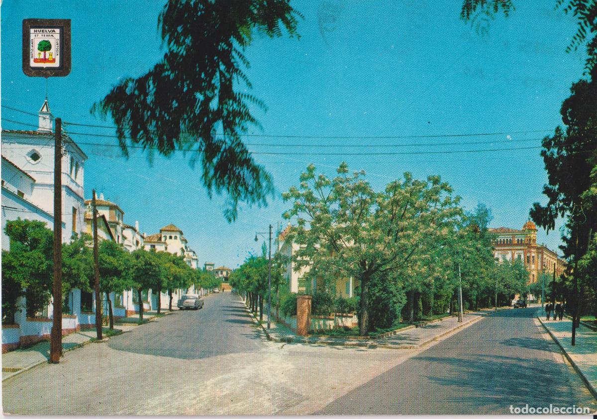 Postales: HUELVA, PASEO DE LOS NARANJOS Y DEL CONQUERO &ndash; ESCUDO DE ORO N&ordm;1314 &ndash; CIRCULADA 1966