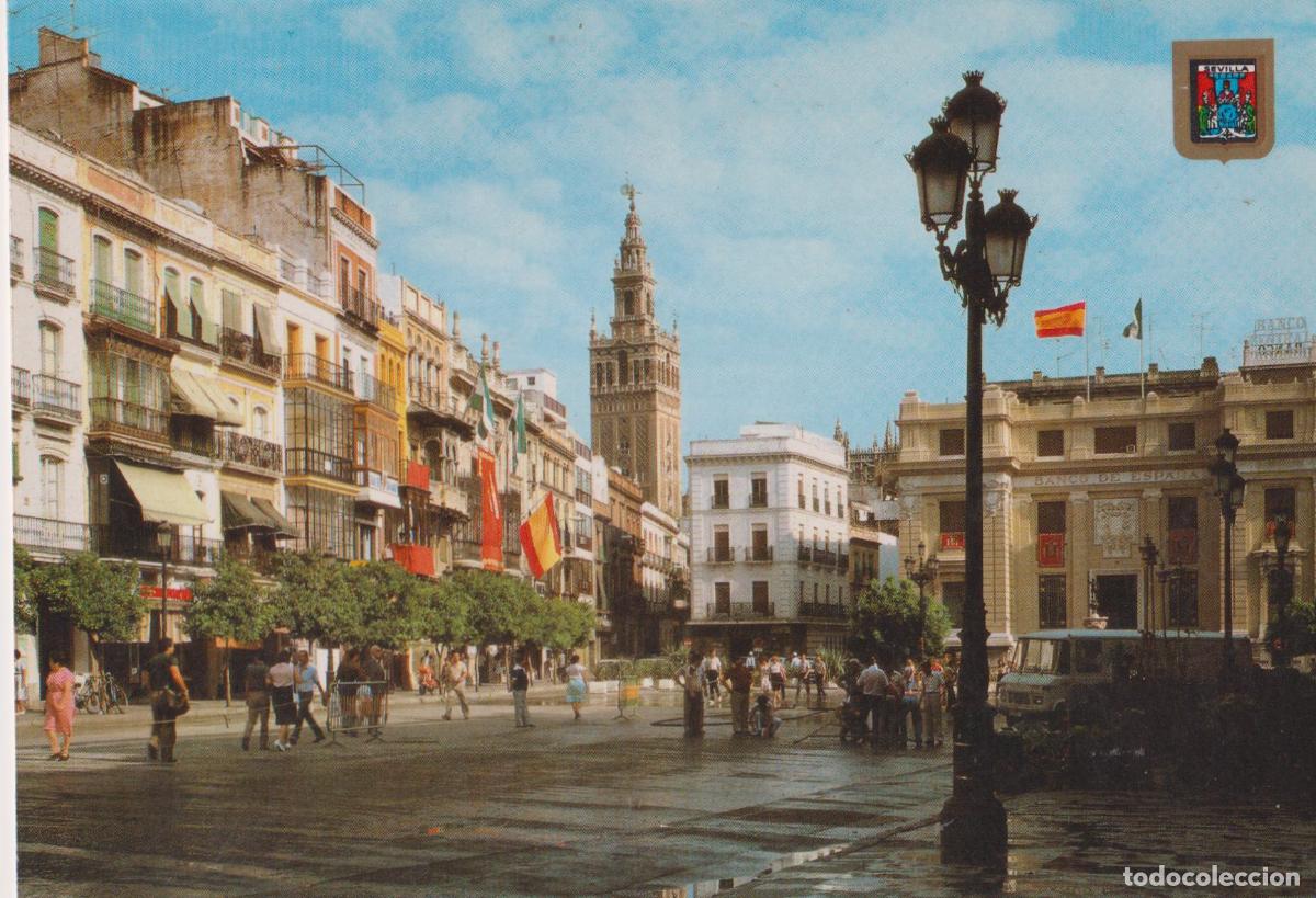 Postales: SEVILLA, PLAZA SAN FRANCISCO Y GIRALDA &ndash; ESCUDO DE ORO N&ordm;46 &ndash; CIRCULADA