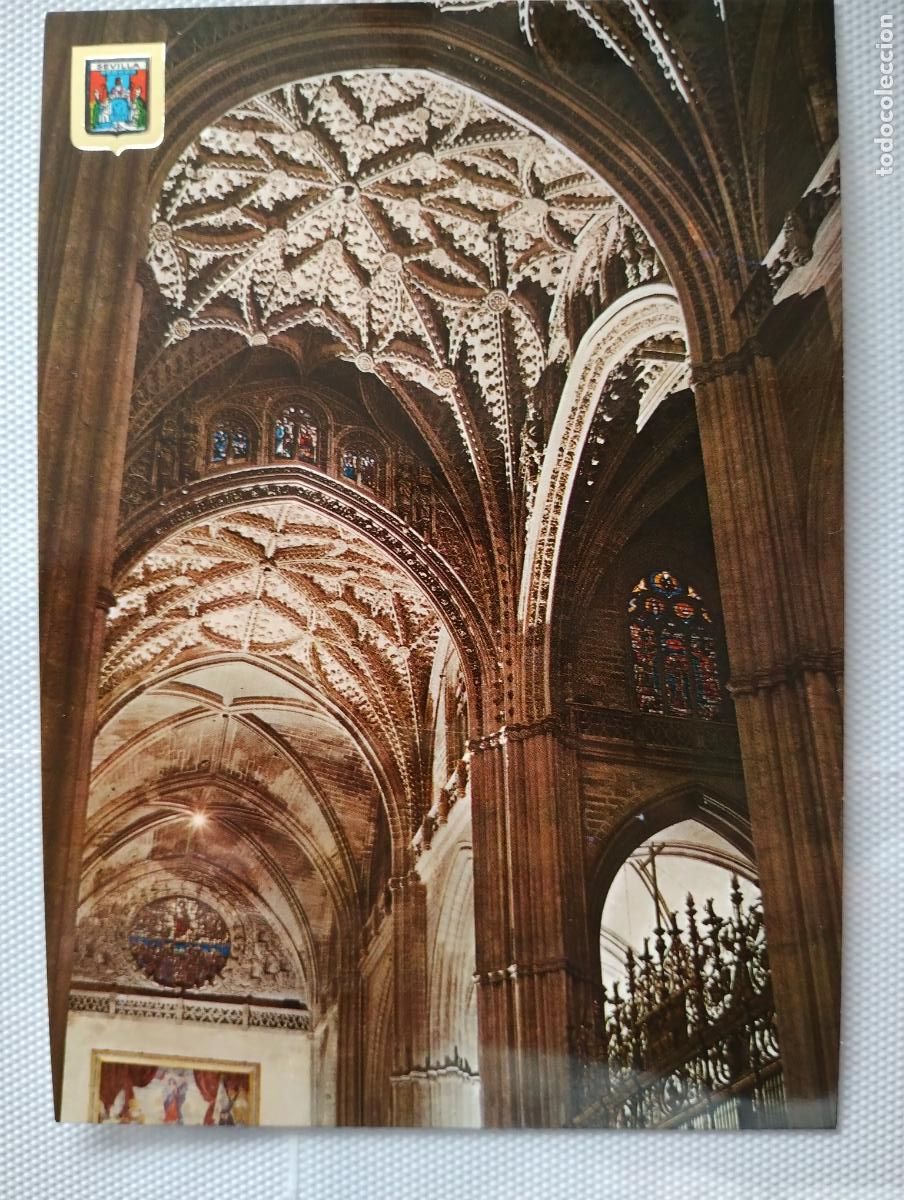 Postales: n&ordm; 286, &rdquo;Catedral de Sevilla - B&oacute;vedas del Crucero&rdquo;, editorial Dom&iacute;nguez-Madrid / Escudo de Oro-FISA