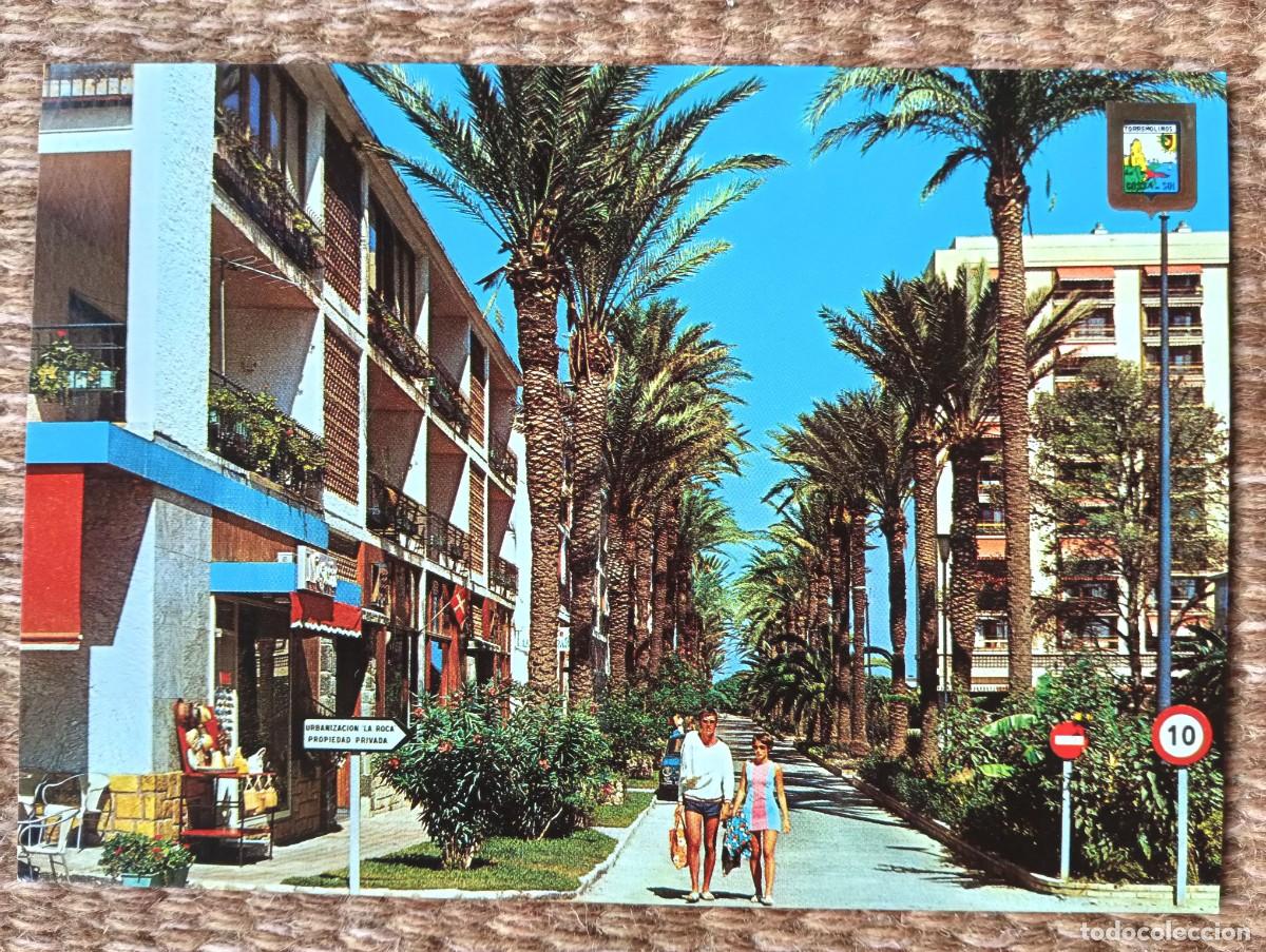 Postales: TORREMOLINOS - MALAGA - LA ROCA - PASEO DE LAS PALMERAS - ED. DOMINGUEZ