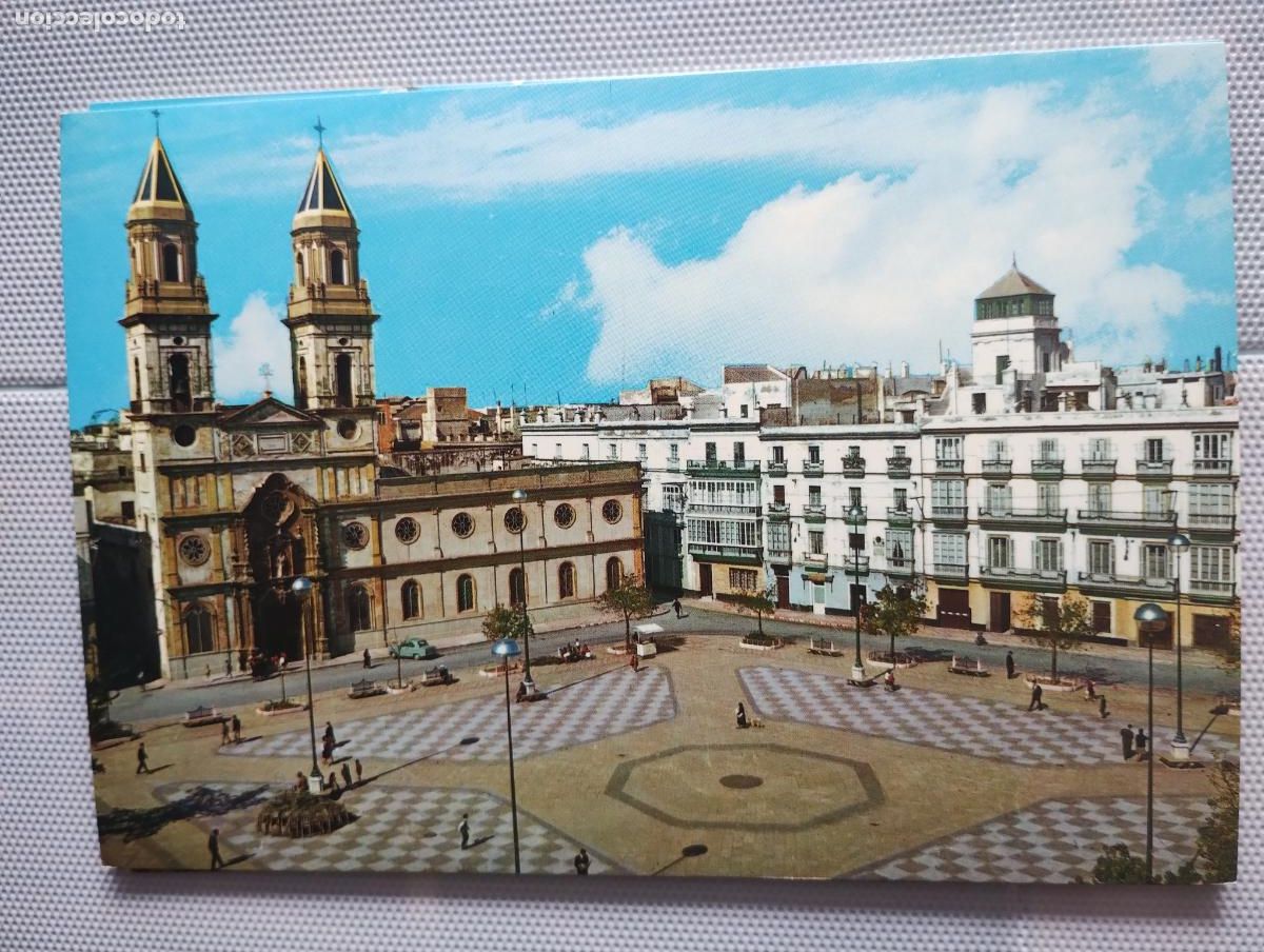 Postales: n&ordm; 15, C&aacute;diz, Plaza de San Antonio, Garc&iacute;a Garrabella y C&iacute;a., Zaragoza, distribuidor Papeler&iacute;a Alfa