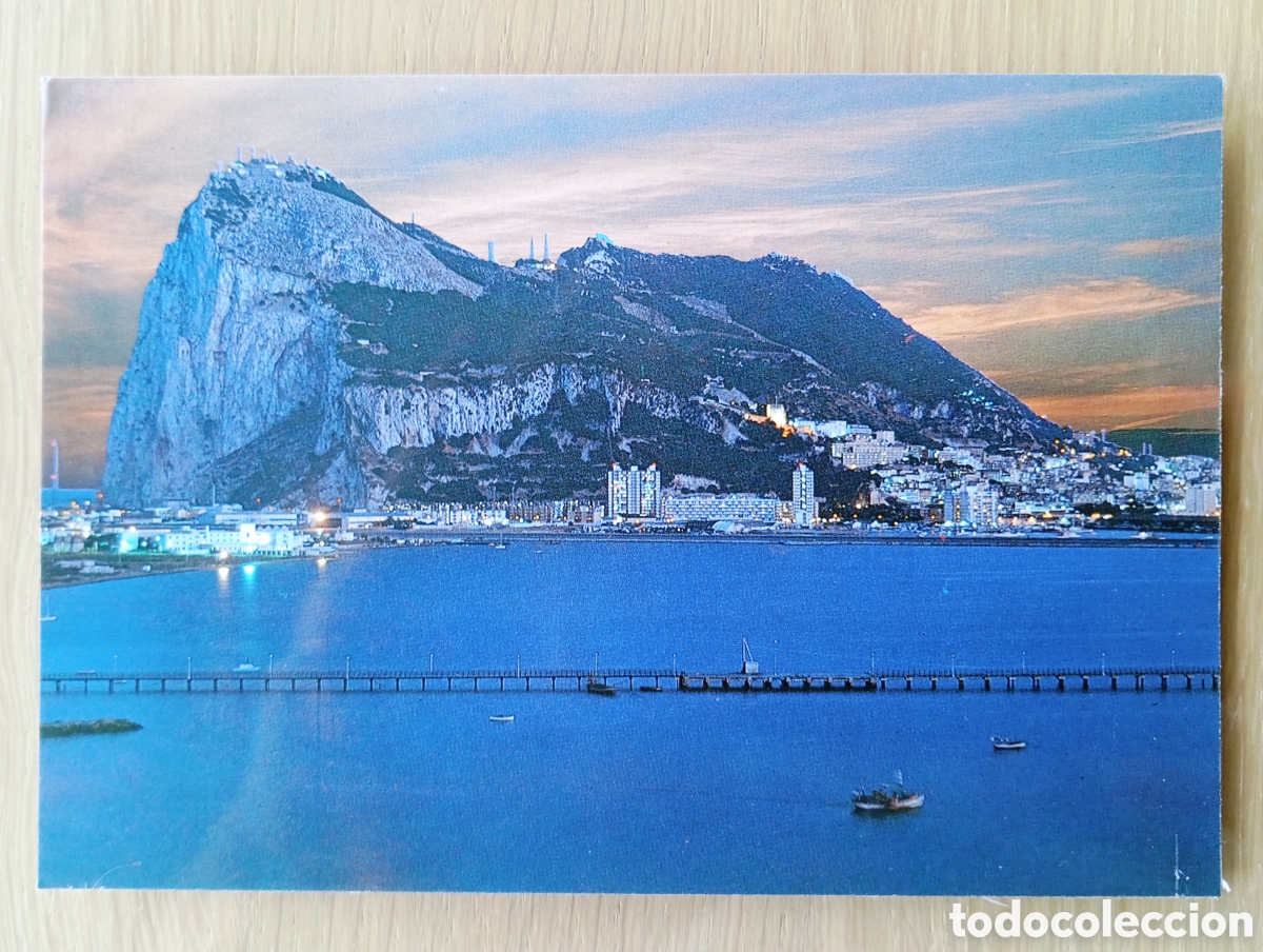 Postales: POSTAL C&Aacute;DIZ LA L&Iacute;NEA PE&Ntilde;&Oacute;N DE GIBRALTAR EDICIONES BAENA 1210 NOCTURNO ATARDECER A&Ntilde;O 1977