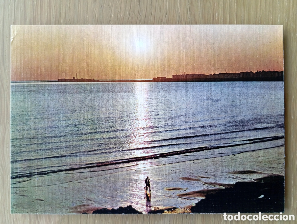 Postales: POSTAL C&Aacute;DIZ PLAYA SANTA MAR&Iacute;A DEL MAR Y CASTILLO DE SAN SEBASTI&Aacute;N ADOLFO PAJARES 46 A&Ntilde;O 1968